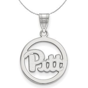 Sterling Silver U. of Pittsburgh Small Circle Necklace - 16 Inch